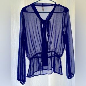 Royal blue sheer top